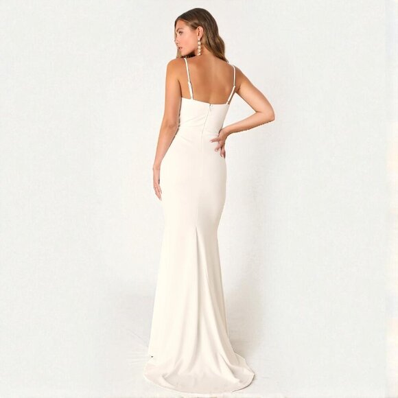 Lulus Finding the One White Mermaid Maxi Dress Size Medium - Picture 2 of 9